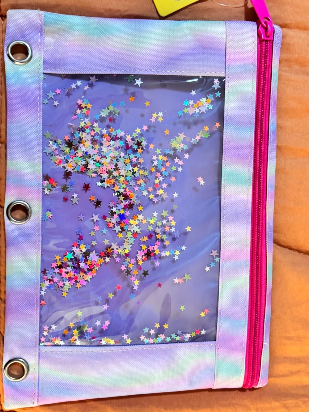 Iridescent Purple Star Confetti Zipper Pouch